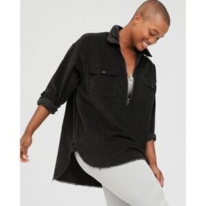 Arie offline oversize Black Corduroy half zip raw hem Xl